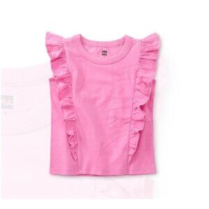 Tea Collection Short Sleeve Ruffle Knit Top Perennial‎ Pink size 12